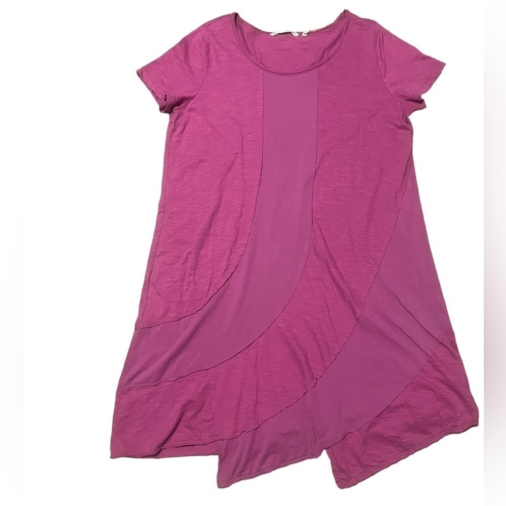 Soft Surrounding pink short sleeve knee length asymmetric hem t-shirt dress